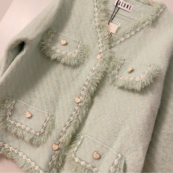 LA LUNE Knitted Heart Shape Buttons Design cardigan sweater - Picture 3 of 8